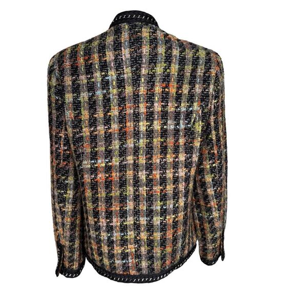 Soft Surroundings Tweed Jacket Open Blazer Multicolor Braided Chain Black Sz S - Picture 3 of 6